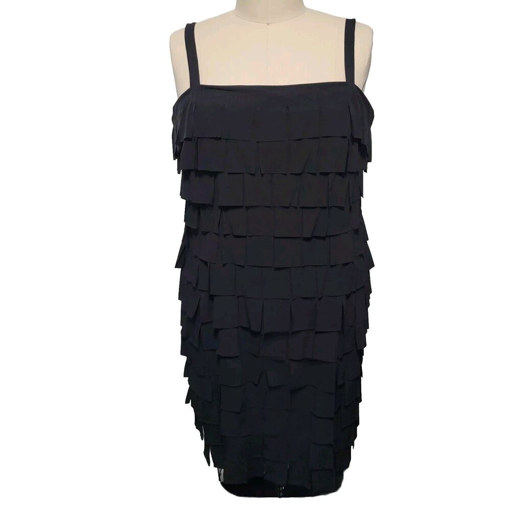 J S Collections Evening Dress Womens 24W Black Flapper Disco Hippie Part…